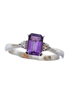 9KWG RING, 2.2mm DIA + 6x4mm AMETHYST