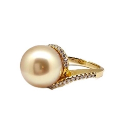 12mm GOLD S/SEA,18KYG  C RING, 0.31ct